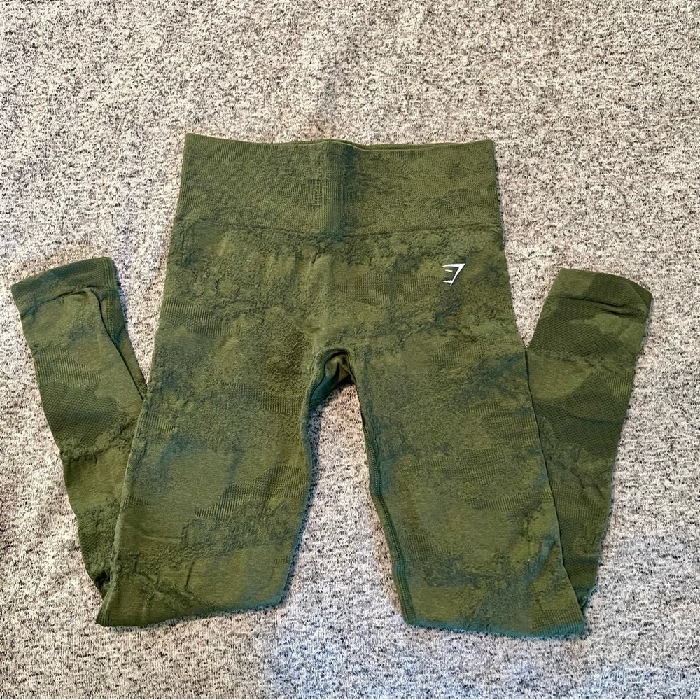 Gymshark Adapt Camo Seamless Leggings - Moss Olive/Core Olive